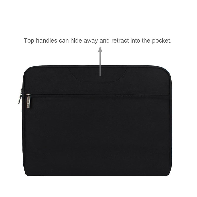 Arvok 13 13.3 14 Inch Water-Resistant Canvas Fabric Laptop Sleeve with Handle&Zipper Pocket/Notebook Computer Case/Ultrabook Carrying Bag for HP/Dell/Lenovo/A sus/Acer/Samsung, Black - Image 3